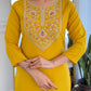 The52 Mustard Embroidered Rayon Fabric Straight Kurta, Pant and Dupatta Set - Swadesiicart