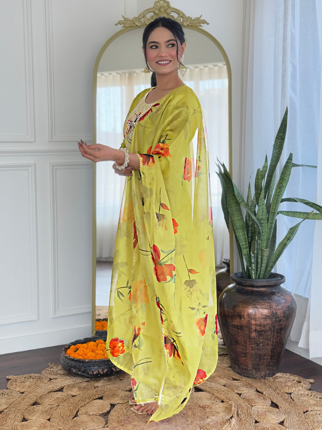 The52 Liril Embroidered Rayon Fabric Straight Kurta, Pant and Dupatta Set - Swadesiicart