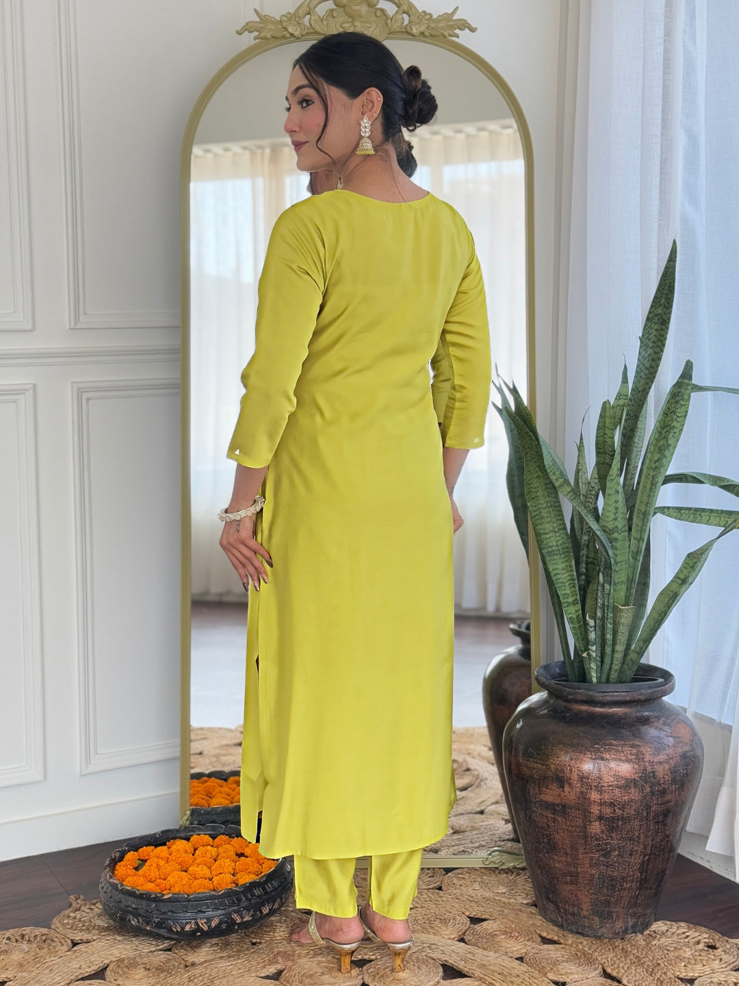 The52 Liril Embroidered Rayon Fabric Straight Kurta, Pant and Dupatta Set - Swadesiicart