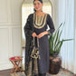 The52 Women's Black Embroidered Cotton Slub Fabric Straight Kurta, Pant and Dupatta Set - Swadesiicart