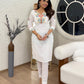 Lorenvalley White Cotton Embroidered & Khatli Hand Work Kurta with Pant - Swadesiicart