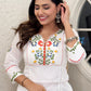 Lorenvalley White Cotton Embroidered & Khatli Hand Work Kurta with Pant - Swadesiicart