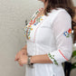 Lorenvalley White Cotton Embroidered & Khatli Hand Work Kurta with Pant - Swadesiicart
