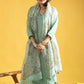 Lorenvalley Seagreen Roman Silk Embroidered With Sequence work Kurta Set - Swadesiicart