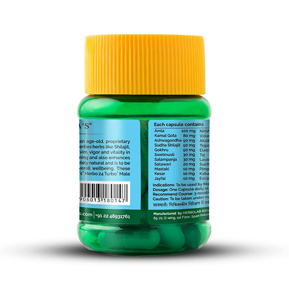 Dr. Vaidya's Herbo 24 Turbo Capsules For Men | Swadesiicart