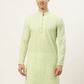 Jompers Men's Green Embroidered Kurta Only | Swadesiicart