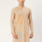 Jompers Men's Yellow Cotton Striped Kurta Only | Swadesiicart