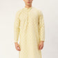 Jompers Men's Yellow Cotton Floral printed kurta Only | Swadesiicart