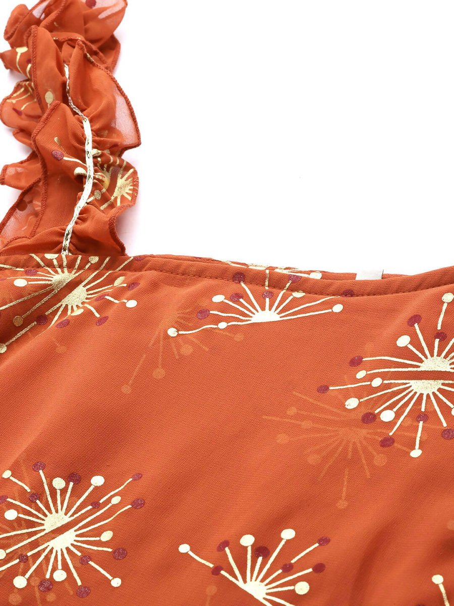 Ahalyaa Women's Traditional wear Tunic - Orange | Swadesiicart