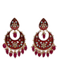 Red Gold-Polished Brass & Pearl Dangle Women Earrings| Hand Painted Meenakari Chandbali Traditional Ethnic Wear Earrings By House of Ree - Swadesiicart