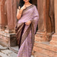 Joban Fashion Nude Pink Crepe Chiffon Pure Handloom Banarasi Silk Saree | Swadesiicart