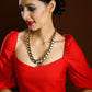 Meenakari Long Kundan Neckpiece- Ruby Raang