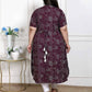 Miravan Women's Plus Size Wine Mandarin Neck Floral Printed A-Line Party wear Kurta - Swadesiicart