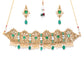 Priyaasi Women Emerald Beads Kundan Gold-Polished Floral Jewellery Set - Swadesiicart
