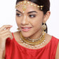 Priyaasi Women Kundan Pearls Gold-Polished MaangTika Jewellery Set - Noz2Toz