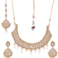 Priyaasi Women White Beads Pearls Kundan Gold-Polished MaangTika Jewellery Set - Swadesiicart