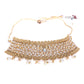 Priyaasi Women White Beads Pearls Kundan Gold-Polished MaangTika Jewellery Set - Swadesiicart