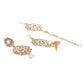 Priyaasi Women White Beads Pearls Kundan Gold-Polished MaangTika Jewellery Set - Swadesiicart