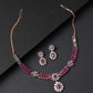 Priyaasi Women Pink Ruby American Diamond Rose Gold-Polished Jewellery Set - Noz2Toz