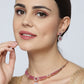 Priyaasi Women Pink Ruby American Diamond Rose Gold-Polished Jewellery Set - Swadesiicart