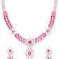 Priyaasi Women Pink Ruby American Diamond Rose Gold-Polished Jewellery Set - Swadesiicart