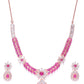 Priyaasi Women Pink Ruby American Diamond Rose Gold-Polished Jewellery Set - Swadesiicart