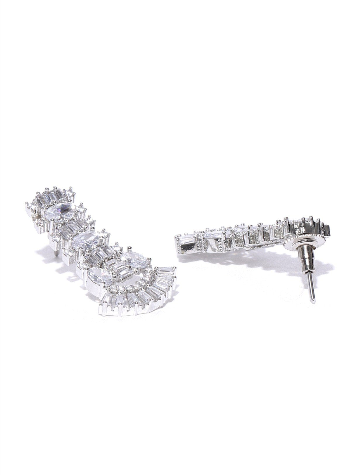 Priyaasi Women American Diamond Silver Plated Jewellery Set - Swadesiicart