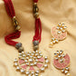 Priyaasi Women Red Beads Kundan Pearls Gold-Polished Jewellery Set - Noz2Toz