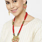 Priyaasi Women Red Beads Kundan Pearls Gold-Polished Jewellery Set - Swadesiicart