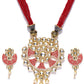 Priyaasi Women Red Beads Kundan Pearls Gold-Polished Jewellery Set - Swadesiicart