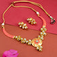 Priyaasi Women Peach Kundan Gold-Polished Meenakari Jewellery Set - Noz2Toz