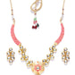 Priyaasi Women Peach Kundan Gold-Polished Meenakari Jewellery Set - Swadesiicart