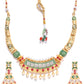 Priyaasi Women Ruby Pearls Stones Gold-Polished Meenakari Jewellery Set - Swadesiicart