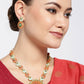 Priyaasi Women Orange Green Kundan Gold-Polished Meenakari Jewellery Set - Swadesiicart