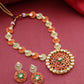Priyaasi Women Orange Green Kundan Gold-Polished Meenakari Jewellery Set - Swadesiicart