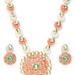 Priyaasi Women Orange Green Kundan Gold-Polished Meenakari Jewellery Set - Noz2Toz