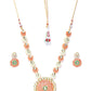 Priyaasi Women Orange Green Kundan Gold-Polished Meenakari Jewellery Set - Swadesiicart