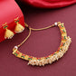 Priyaasi Women White Beads Ruby Emerlad Gold-Polished Jewellery Set - Noz2Toz