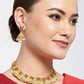 Priyaasi Women White Beads Ruby Emerlad Gold-Polished Jewellery Set - Swadesiicart