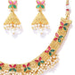 Priyaasi Women White Beads Ruby Emerlad Gold-Polished Jewellery Set - Swadesiicart