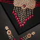 Priyaasi Women Red Beads Ruby Kundan Cubic Zirconia Gold-Polished Jewellery Set - Noz2Toz