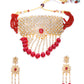 Priyaasi Women Red Beads Ruby Kundan Cubic Zirconia Gold-Polished Jewellery Set - Swadesiicart