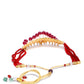 Priyaasi Women Red Beads Ruby Kundan Cubic Zirconia Gold-Polished Jewellery Set - Swadesiicart