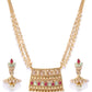 Priyaasi Women White Beads Kundan Ruby Gold-Polished Multistrand Jewellery Set - Swadesiicart