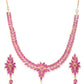 Priyaasi Women Pink Ruby Gold-Polished Floral Jewellery Set - Swadesiicart