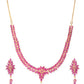 Priyaasi Women Pink Ruby Gold-Polished Floral Jewellery Set - Swadesiicart