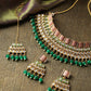 Priyaasi Women Emerald Kundan Gold-Polished MaangTika Jewellery Set - Noz2Toz