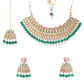 Priyaasi Women Emerald Kundan Gold-Polished MaangTika Jewellery Set - Swadesiicart