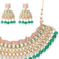 Priyaasi Women Emerald Kundan Gold-Polished MaangTika Jewellery Set - Swadesiicart