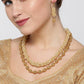 Priyaasi Women White Beads Gold-Polished Jewellery Set - Swadesiicart